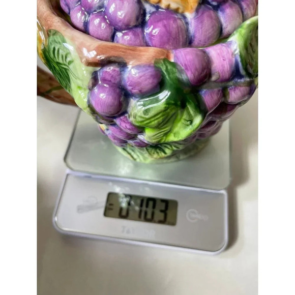 Vintage Houseware Ceramic Grapevine Teapot Purple Green - Picture 11 of 11